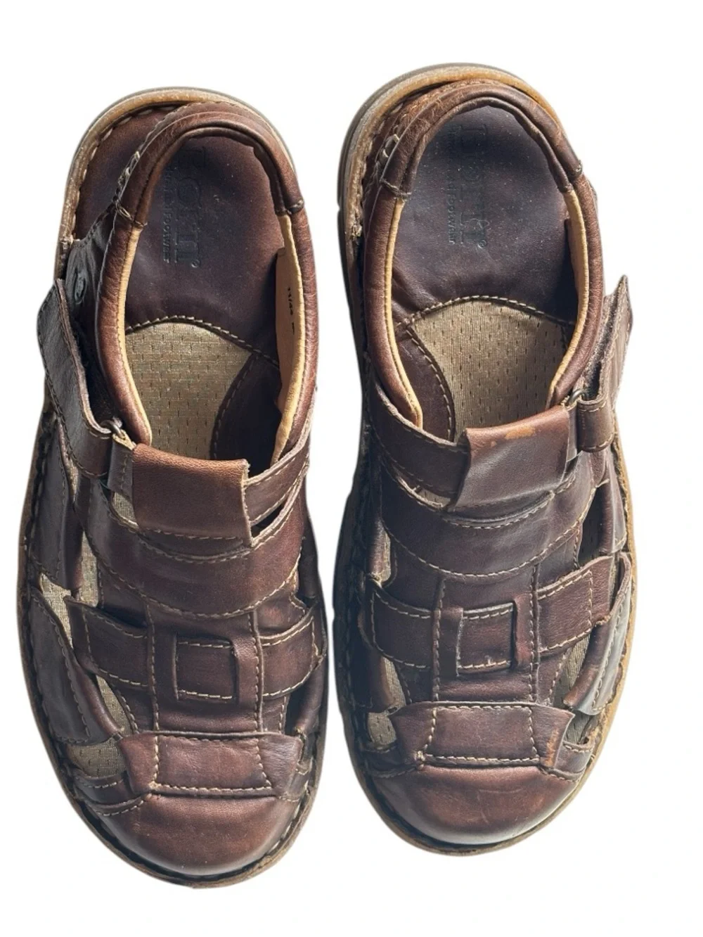 Born Men's Cabot III Brown Amber Leather Fisherman Sandals NWOB | 11 (44 Euro)